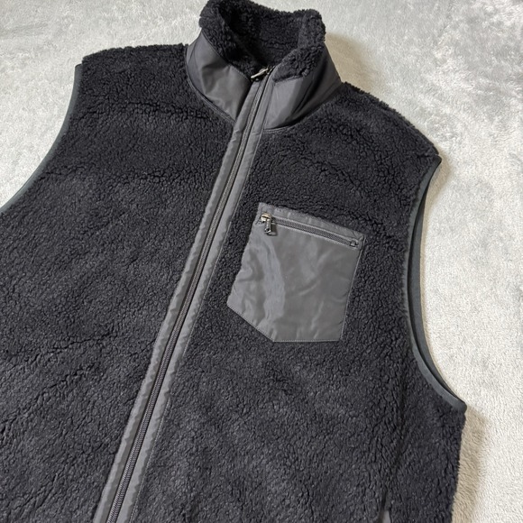 Todd Snyder Vest Mens Extra Large XL Black Sherpa Fleece Full Zip Outdoor Hiking - Picture 1 of 7